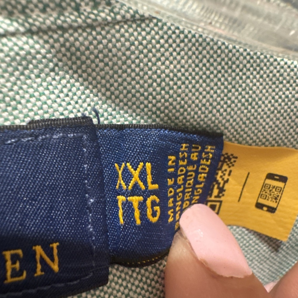 Polo Ralph Lauren Shirt‎ Mens XXL TTG CLASSIC FIT Short Sleet But ton Green - Picture 5 of 6